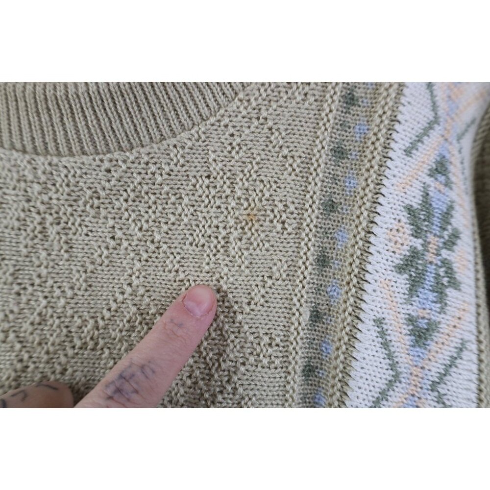 Vintage 90s Streetwear Womens Large Flower Fair Isle Knit Short Sleeve Sweater - Picture 4 of 10